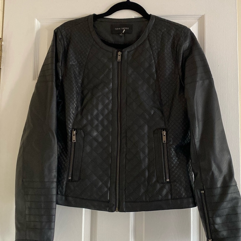 Harve Benard Faux Leather Moto Jacket Large NWOT